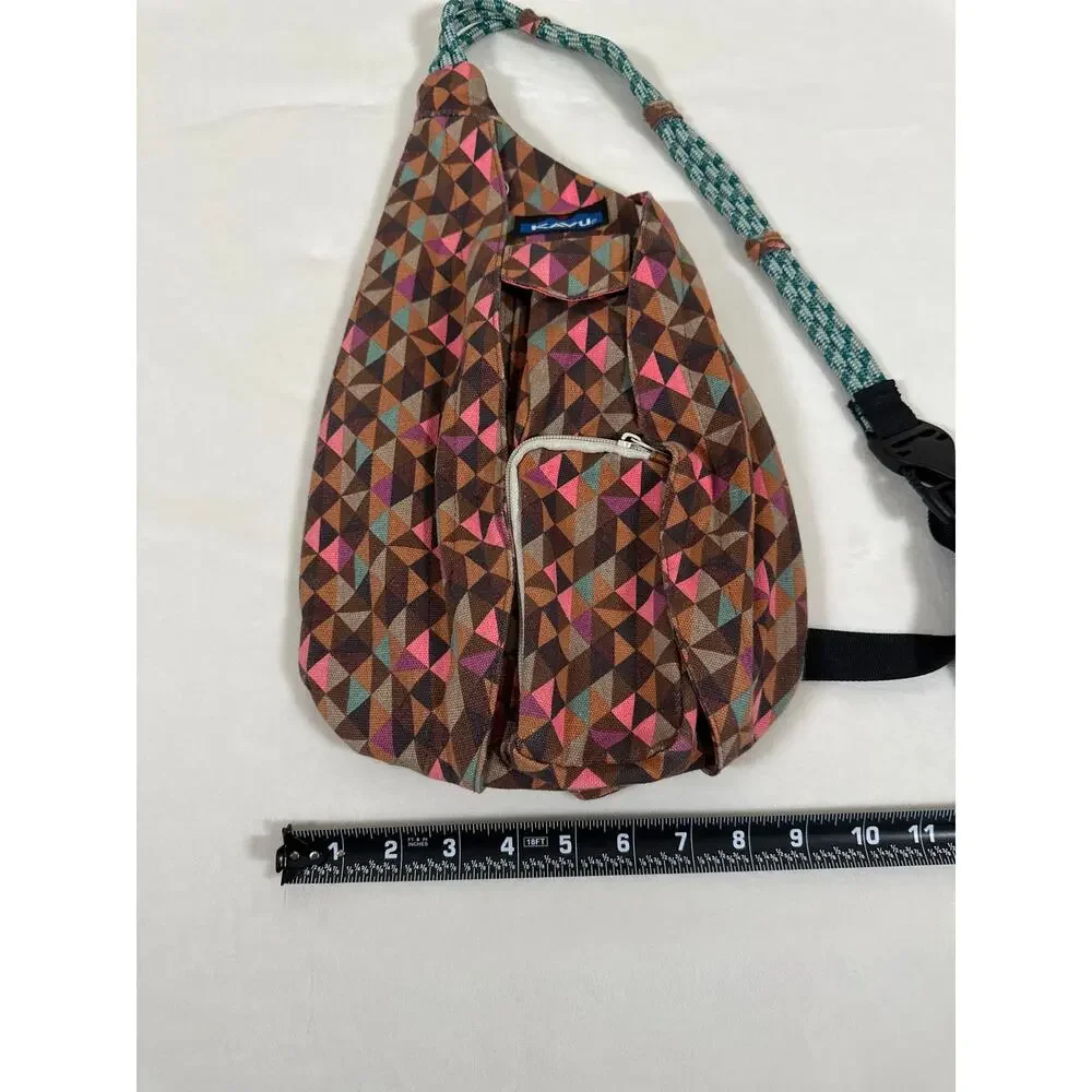 KAVU Mini Rope Sling Bag Geometric Print Crossbody Backpack Travel Bag